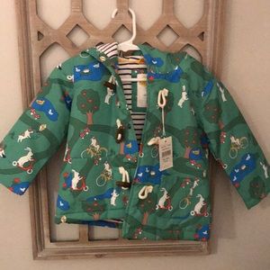 Baby Boden lined duffel coat animal pattern NWT